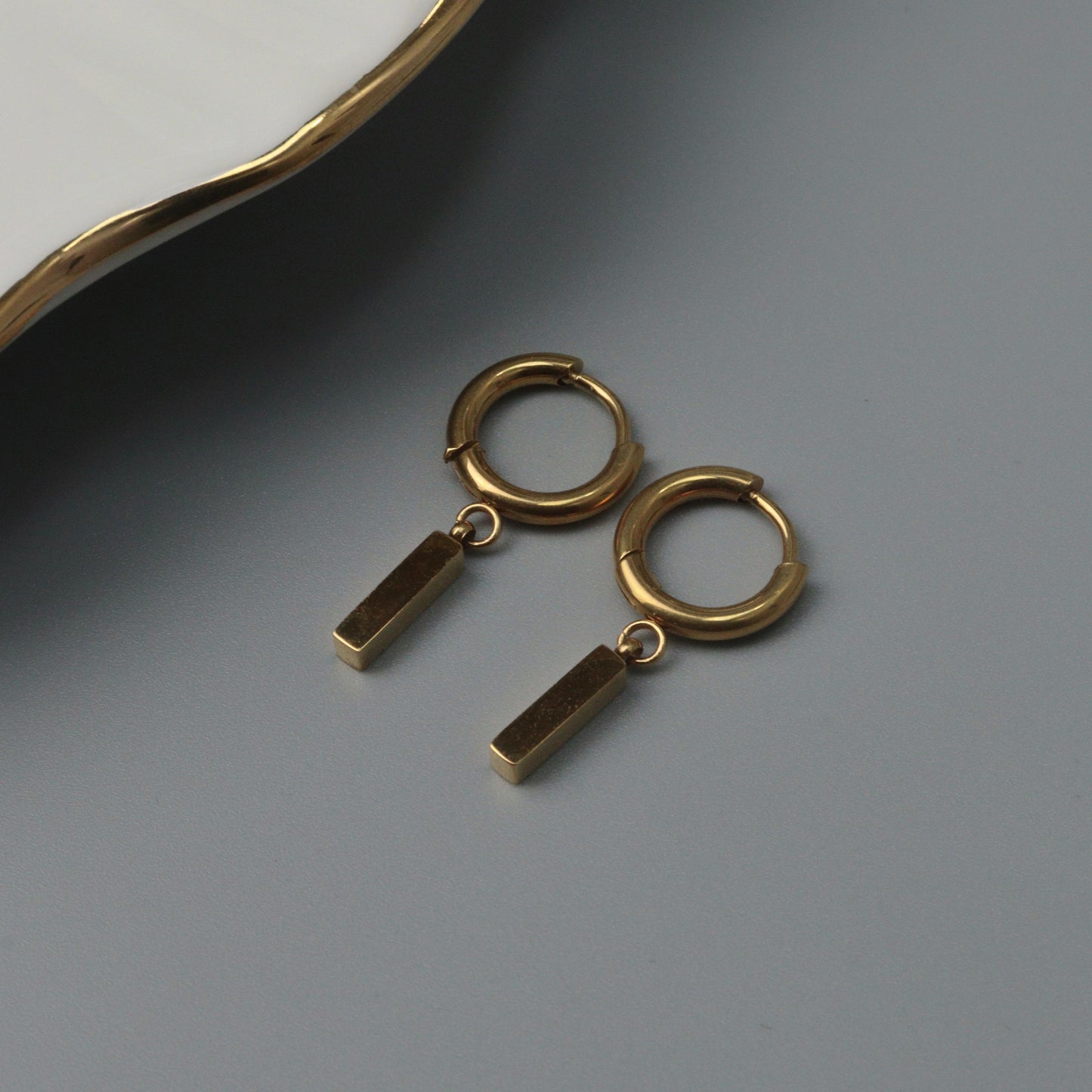 MARINE Small Bar Drop Huggie Earrings