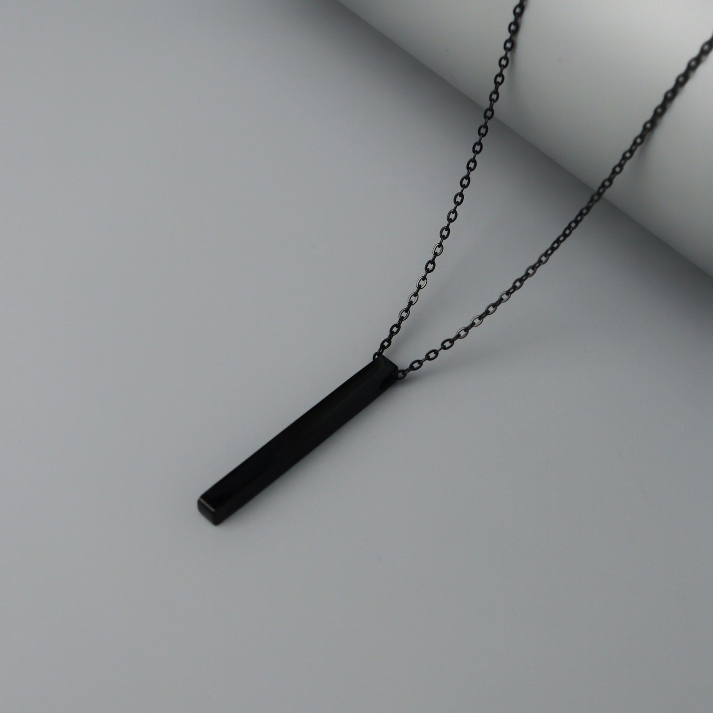 Men Jewelry RYDER Black Vertical Bar Pendant Chain Necklace For Men's