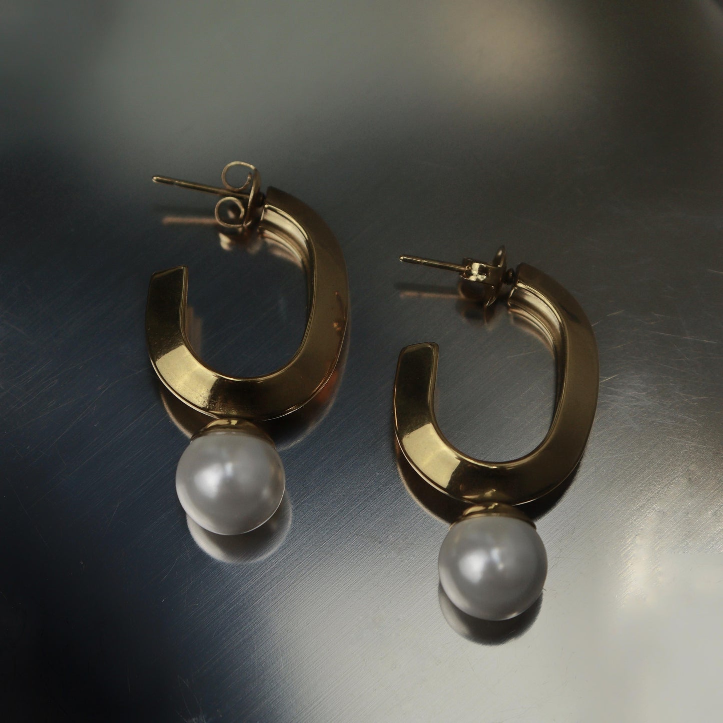 ALEGRIA Synthetic Pearl Big J Drop Earrings For Women's