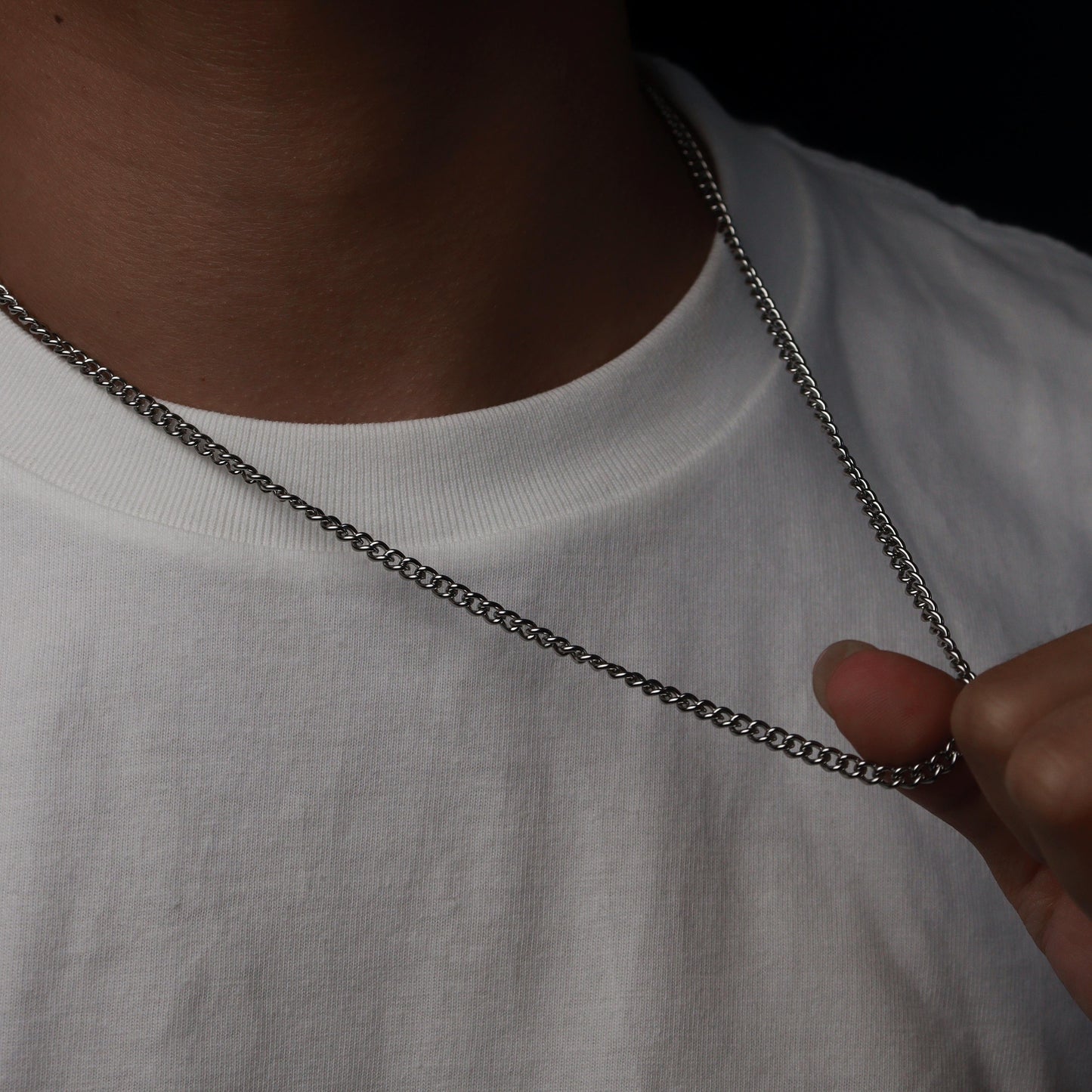 Men Jewelry SON Small Buckle Silver Chain Necklace For Men's