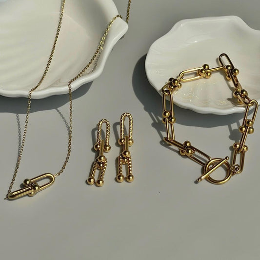 BUCKLE CHAIN Collection Sets of Earrings, Necklace, Bracelets
