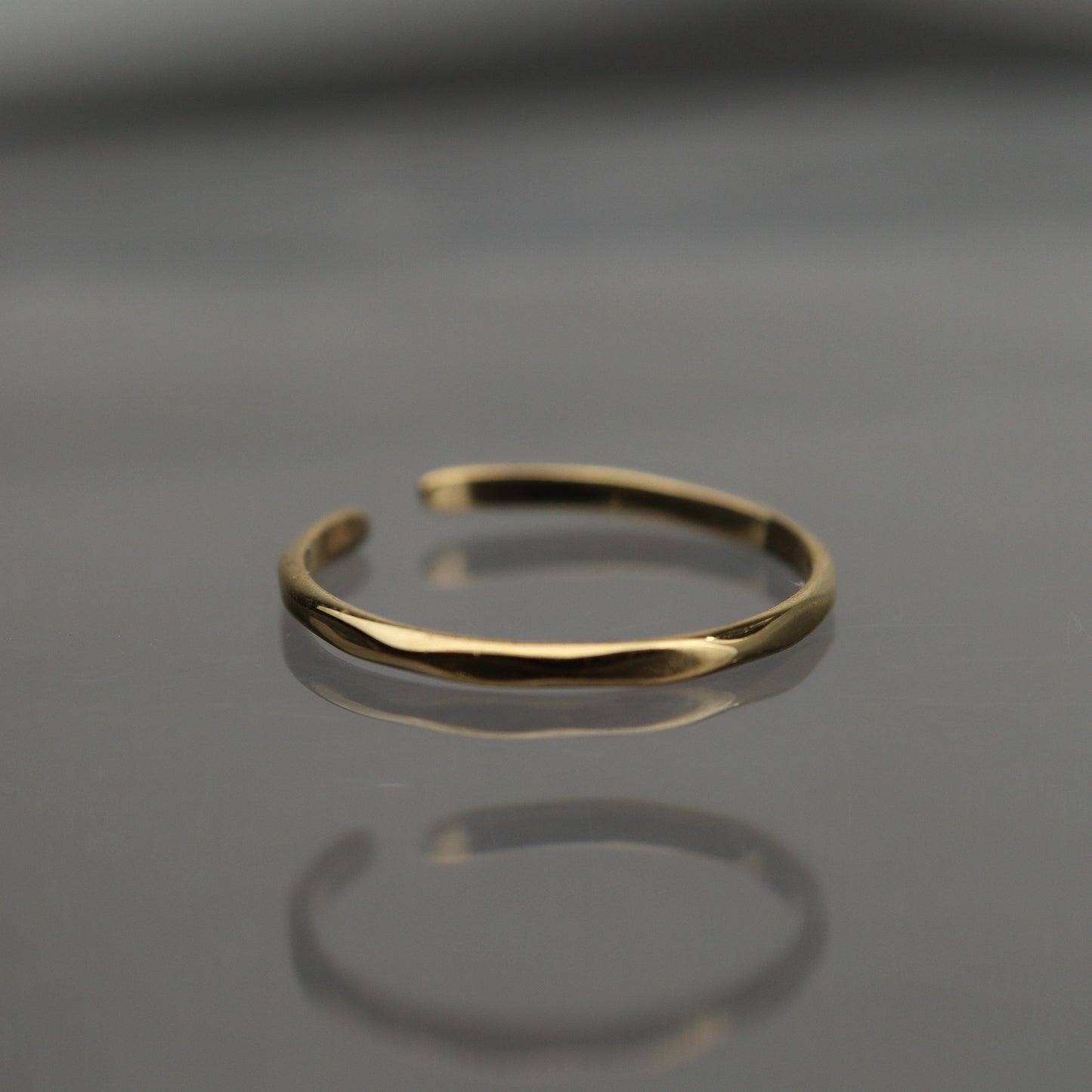JACE S925 Silver Vermeil Ripple Thin Open Adjustable Ring