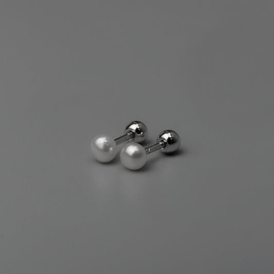 SHORE S925 Silver 3mm Pearl Stud Earrings Women's