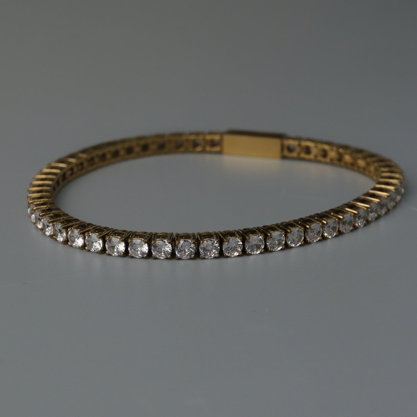 MONDE Gld/Silver Tennis Round Link Bracelet Full Embedded Fashion For Women