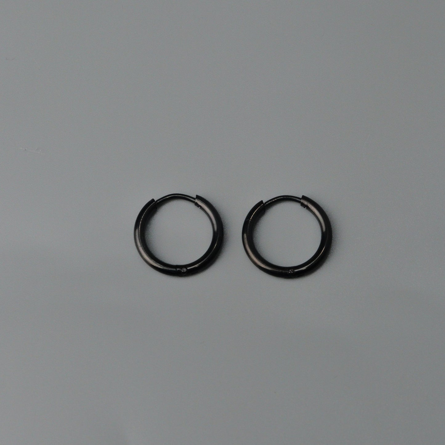 RADHA Silver/Black Small Thin Hinged Hoop Earrings Women's