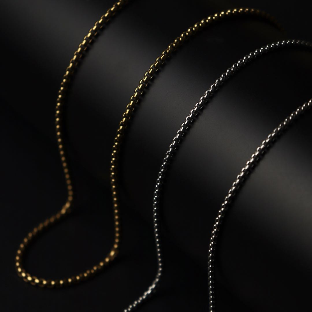 Men Jewelry RIDGE Gld/Silver Box Chain Necklace For Men's Fashion