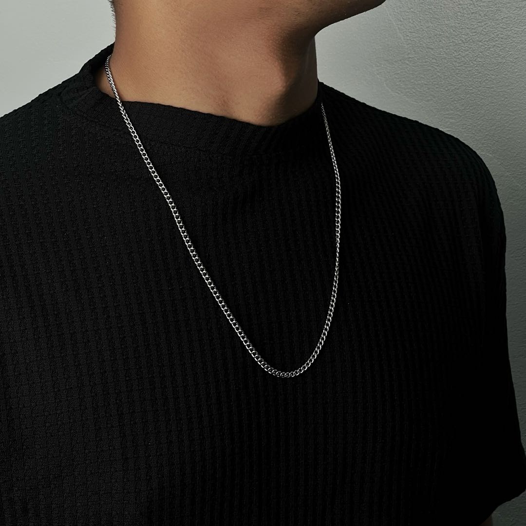 Men Jewelry SON Small Buckle Silver Chain Necklace For Men's