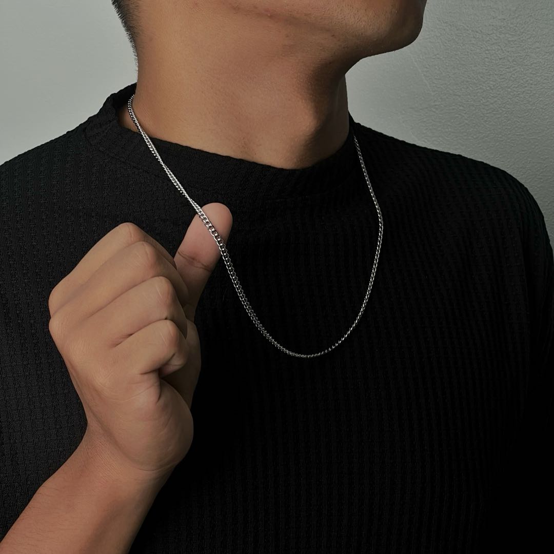 Men Jewelry SON Small Buckle Silver Chain Necklace For Men's