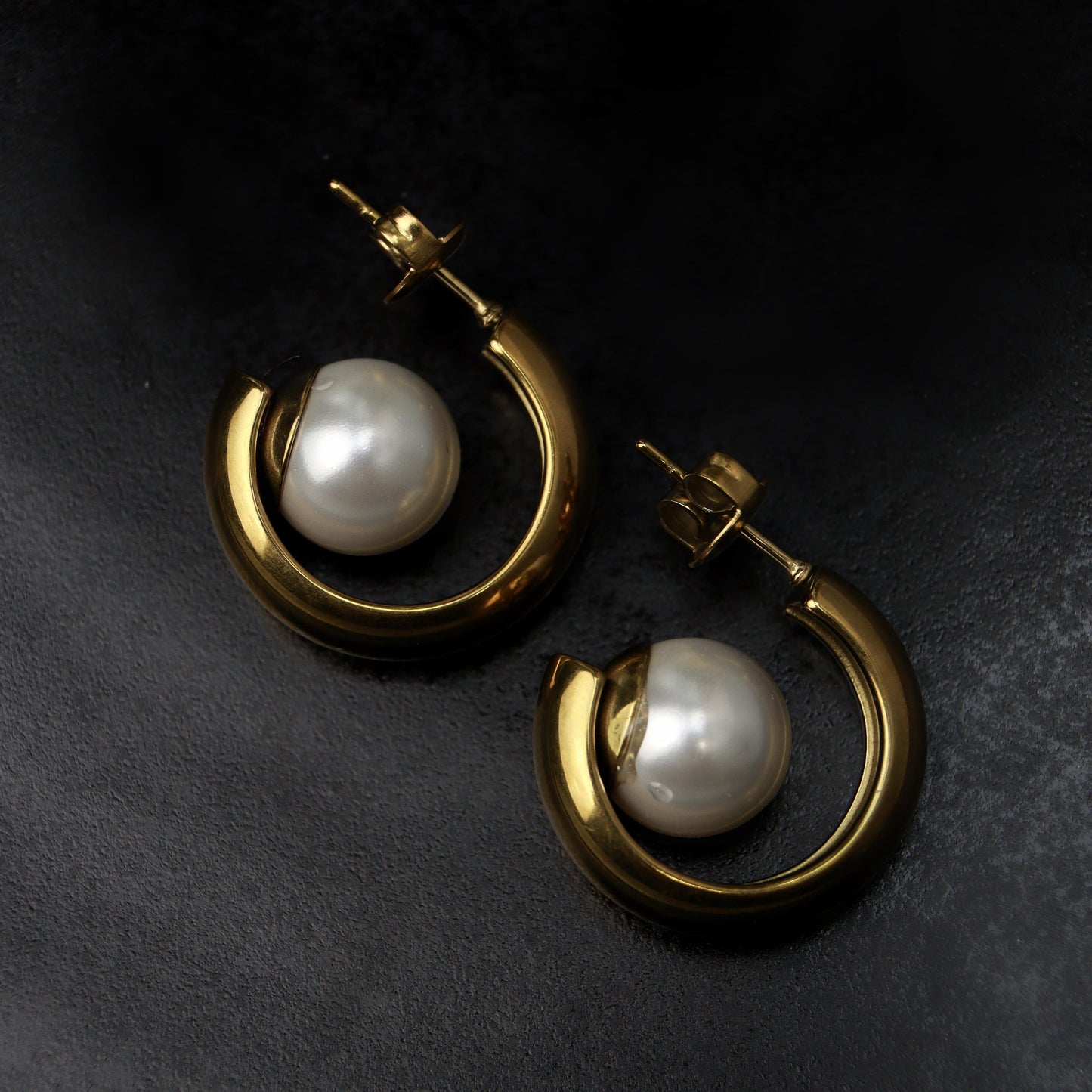 BONBON Synthetic Pearl Big C Drop Earrings For Women's