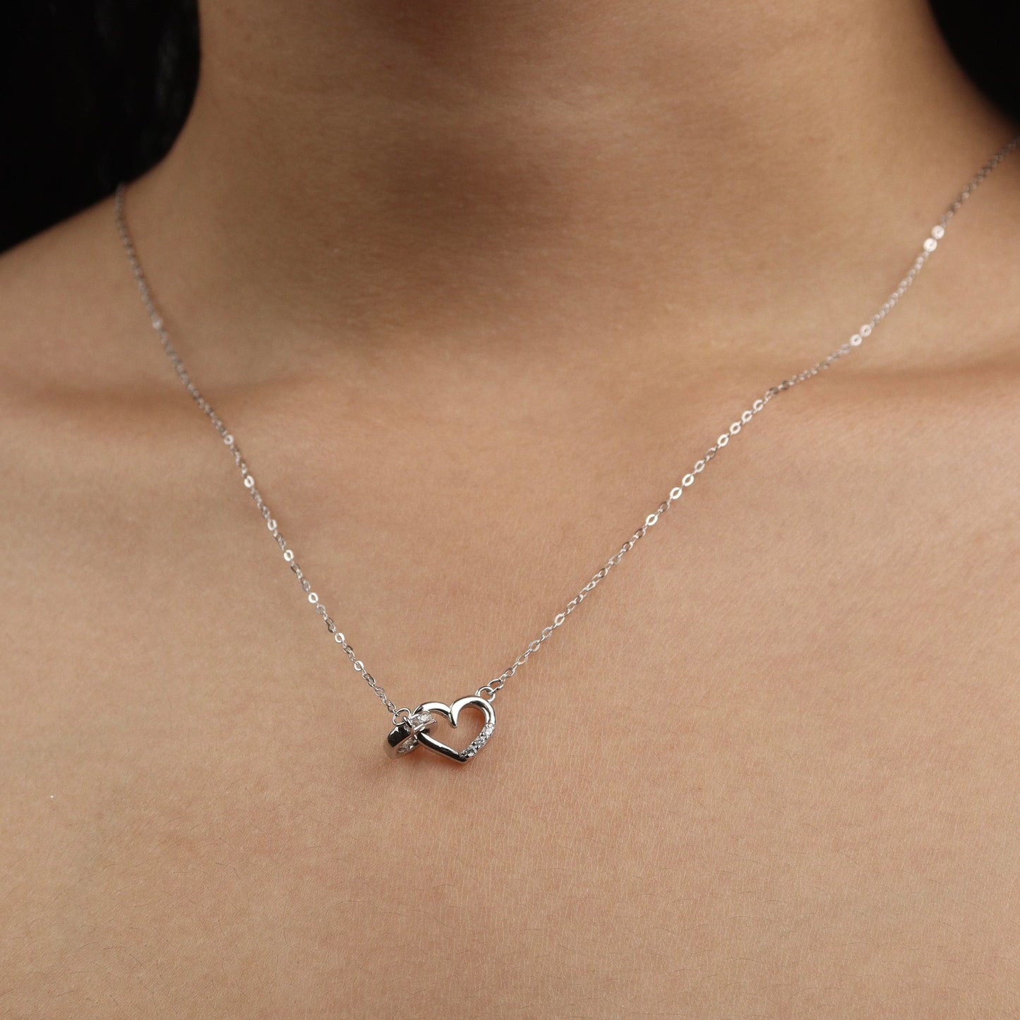 ELARION S925 Silver Tangled Heart Chain Necklace for Women