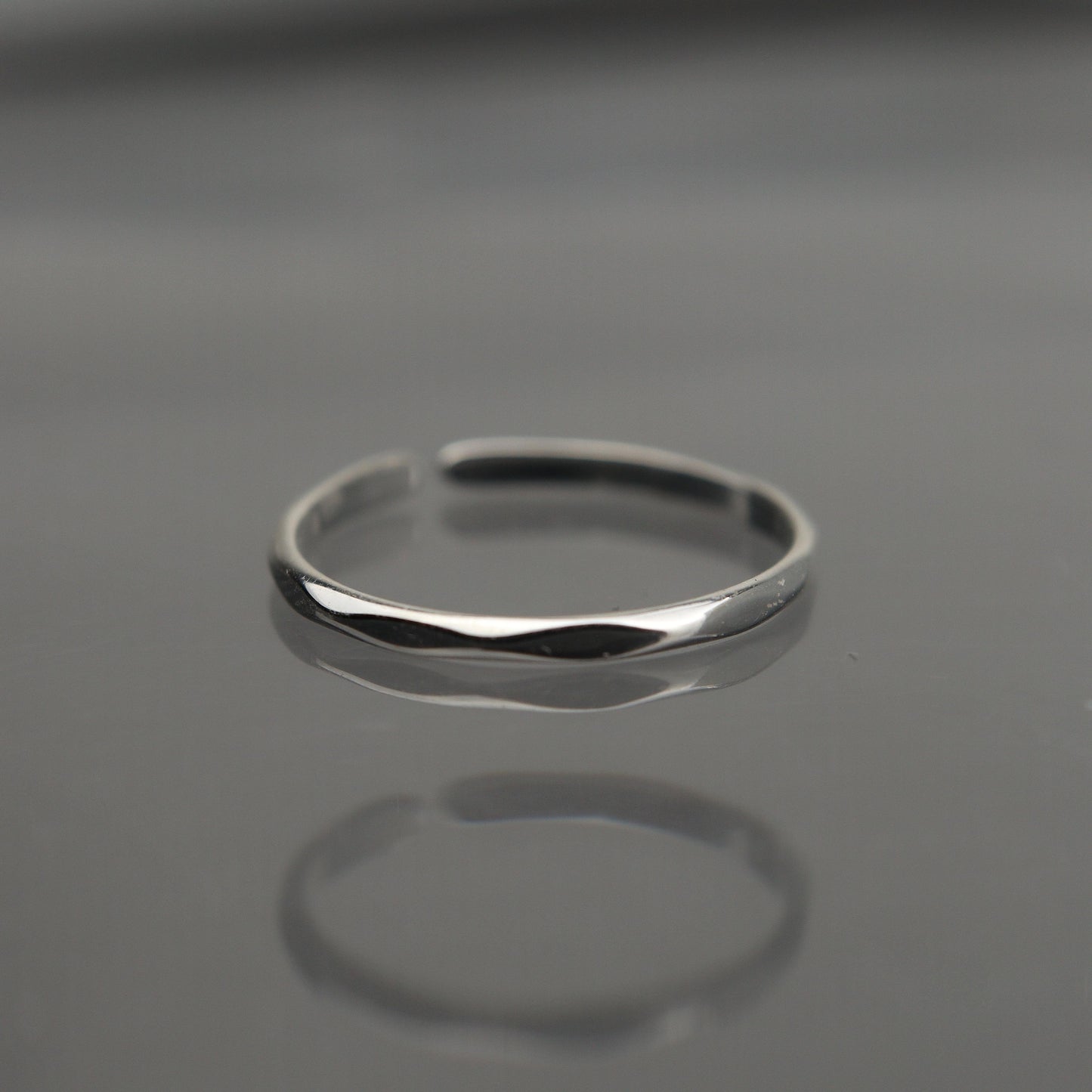 JACE S925 Silver Vermeil Ripple Thin Open Adjustable Ring
