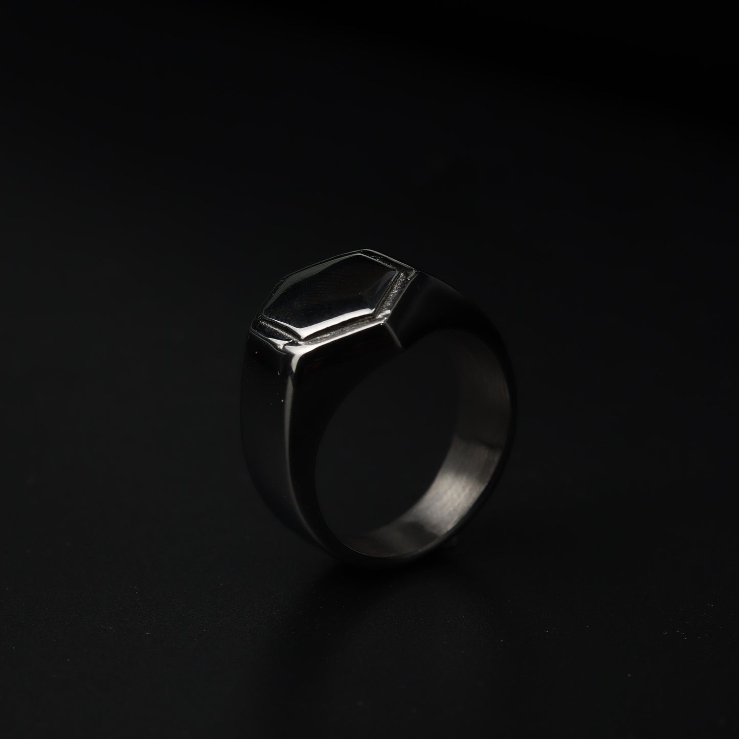 HB Men Jewelry CARLO 14mm Hexagon Silver Center Wide Ring For Men's