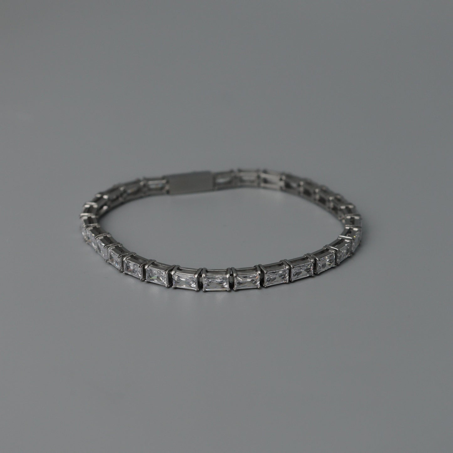 Men Jewelry FINN Gld/Silver Tennis Rectangle Link Bracelet Full Embedded Fashion For Men's