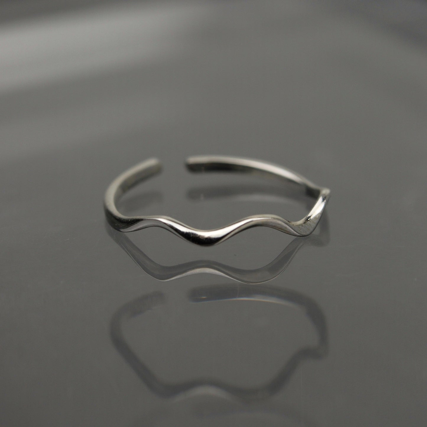ELIEL S925 Silver Wavy Open Adjustable Ring for Women