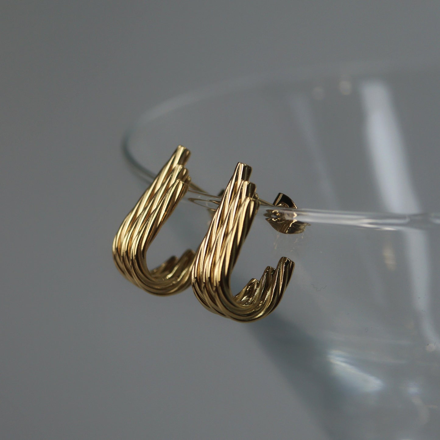 GALE 3 Layered Twisted J-Shaped Stud Earrings
