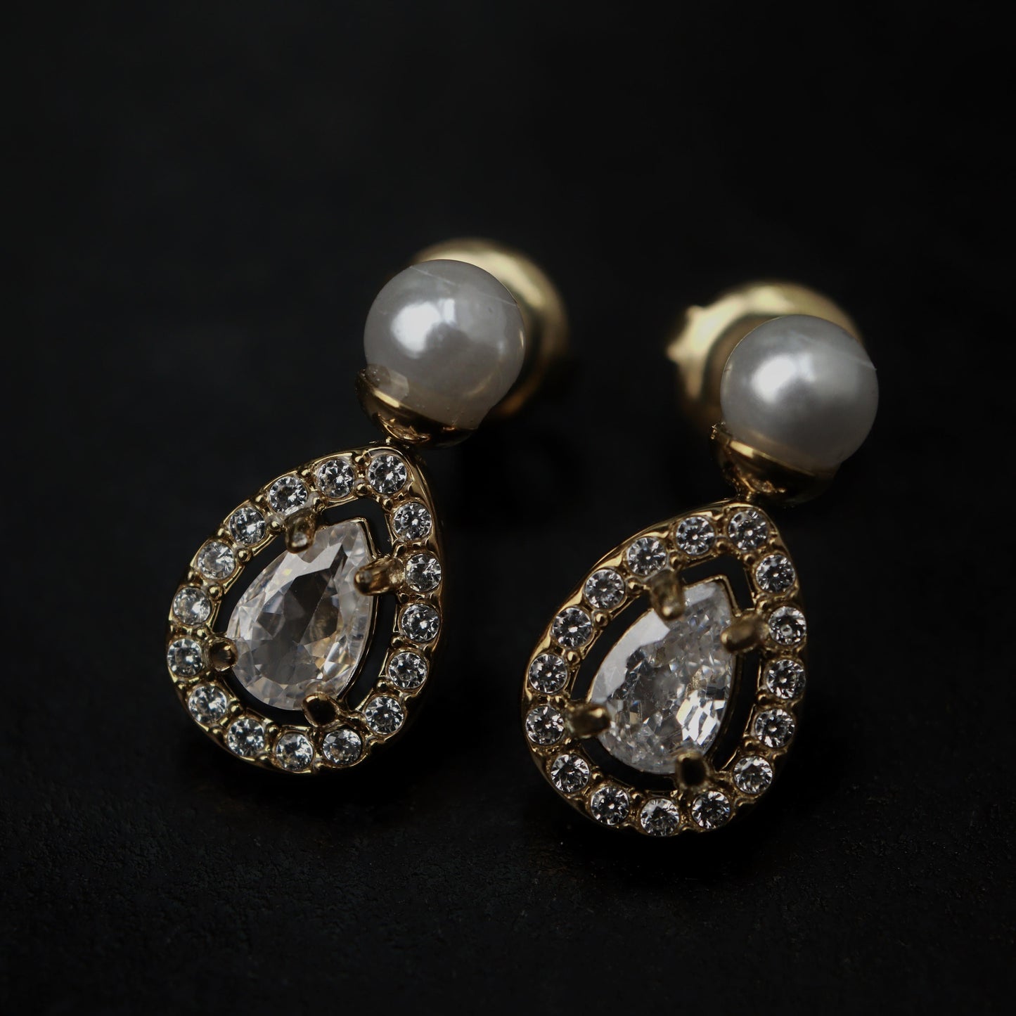 TIANA Shiny Tear Drop Synthetic Pearl Stud Earrings