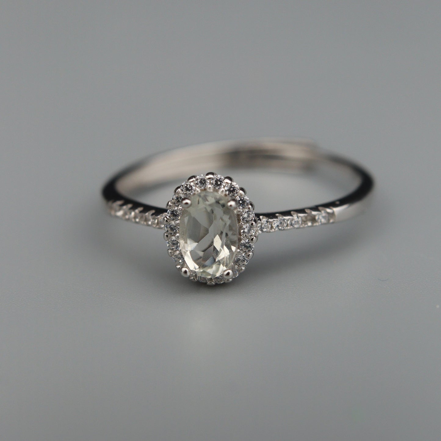 Silver Adjustable Ring Quartz Colourless Gemstone Pawnable Women's Accessories with AGCL Certification