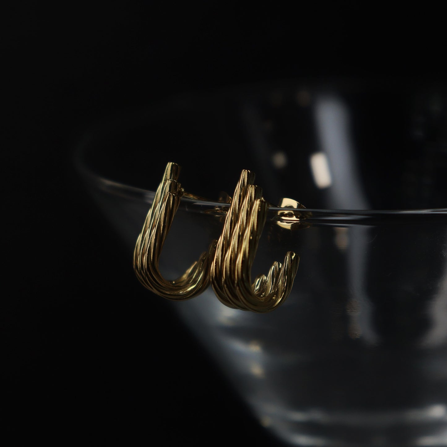 GALE 3 Layered Twisted J-Shaped Stud Earrings