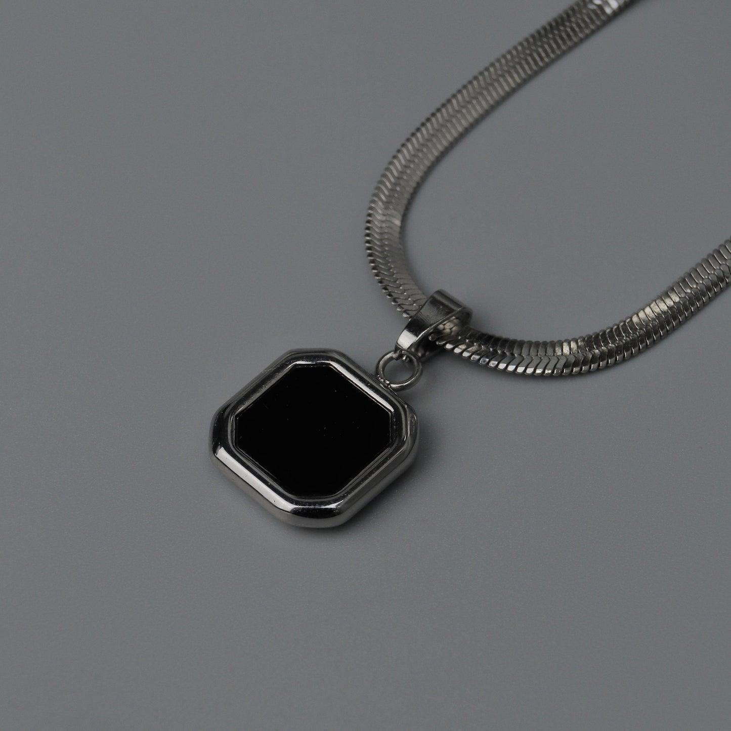 Men Jewelry FRYZER Black Square Silver Types Chain Necklace For Men's