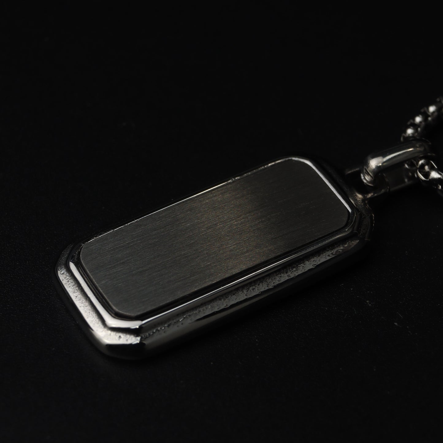 HB Men Jewelry ROGER Silver Rectangle Pendant Chain Necklace For Men's