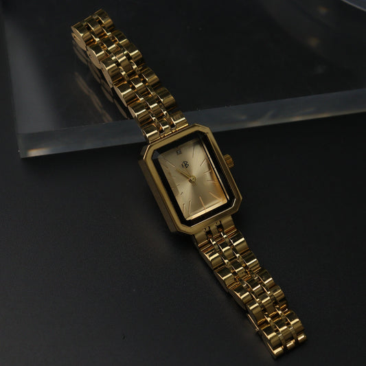 BRULEE Rectangle Case Fashion Quartz Thin Band Strap Watches