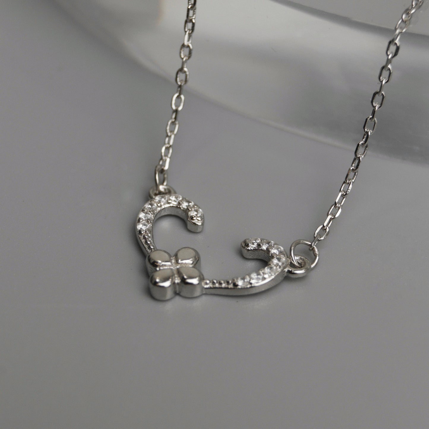BENNETT S925 Silver Open Heart Flower Pendant Chain Necklace for Women
