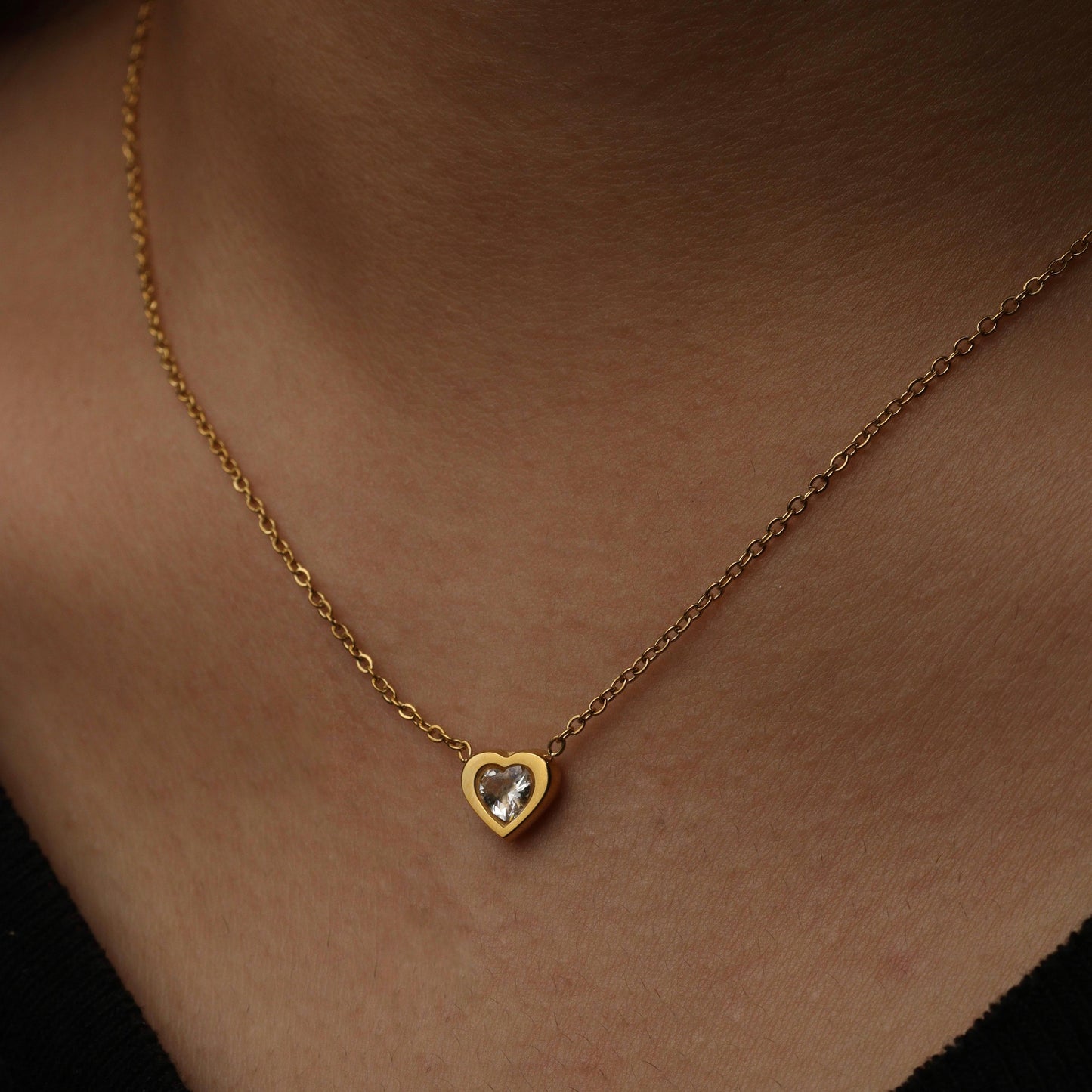 BIANNI Mini Heart Embedded Pendant Chain Necklace for Women