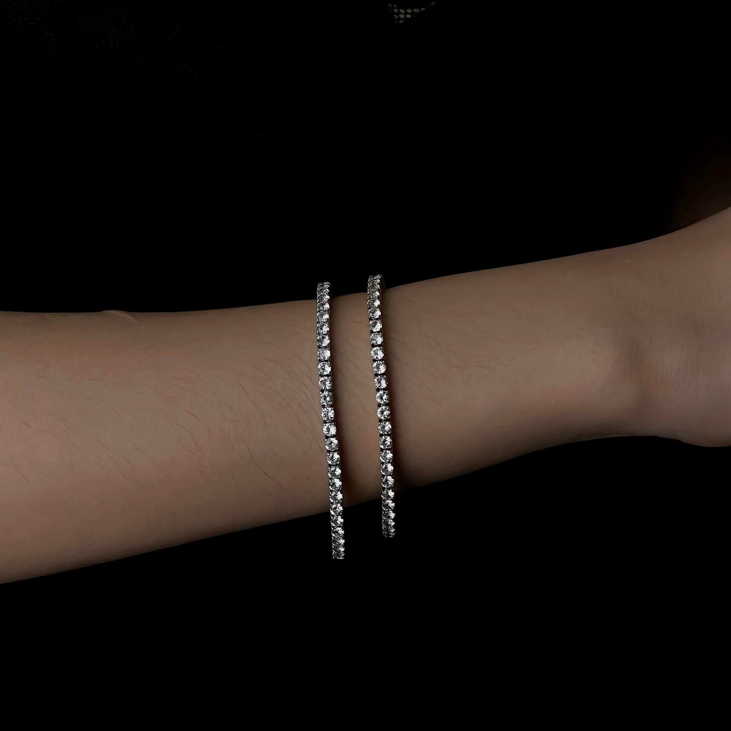 MONDE Gld/Silver Tennis Round Link Bracelet Full Embedded Fashion For Women