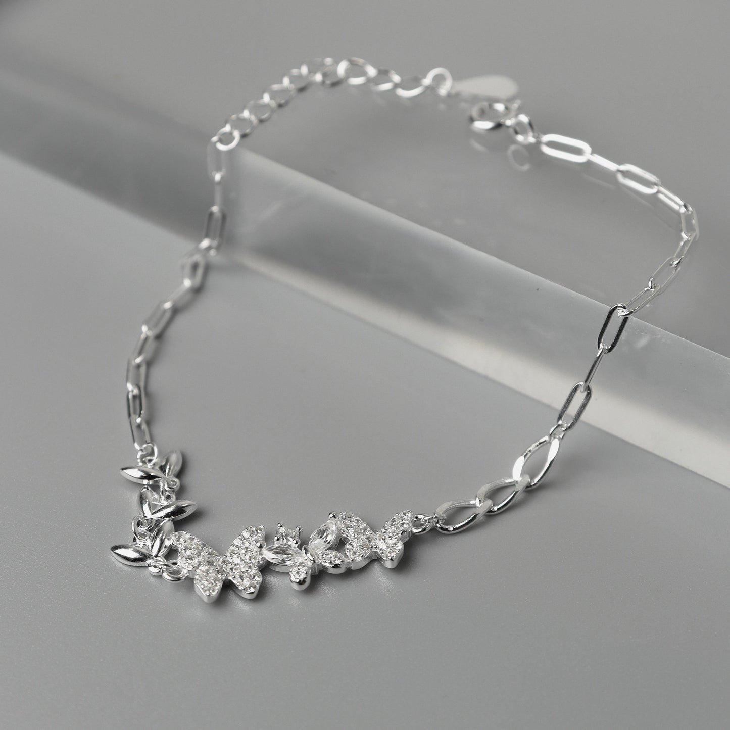 CHRYSALIS S925 Silver Shiny Butterflies for Women Bracelet