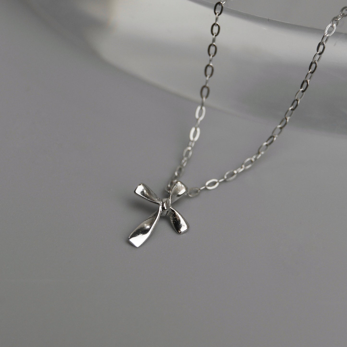 CRUXIA S925 Silver Knot Cross Pendant Chain Necklace for Women