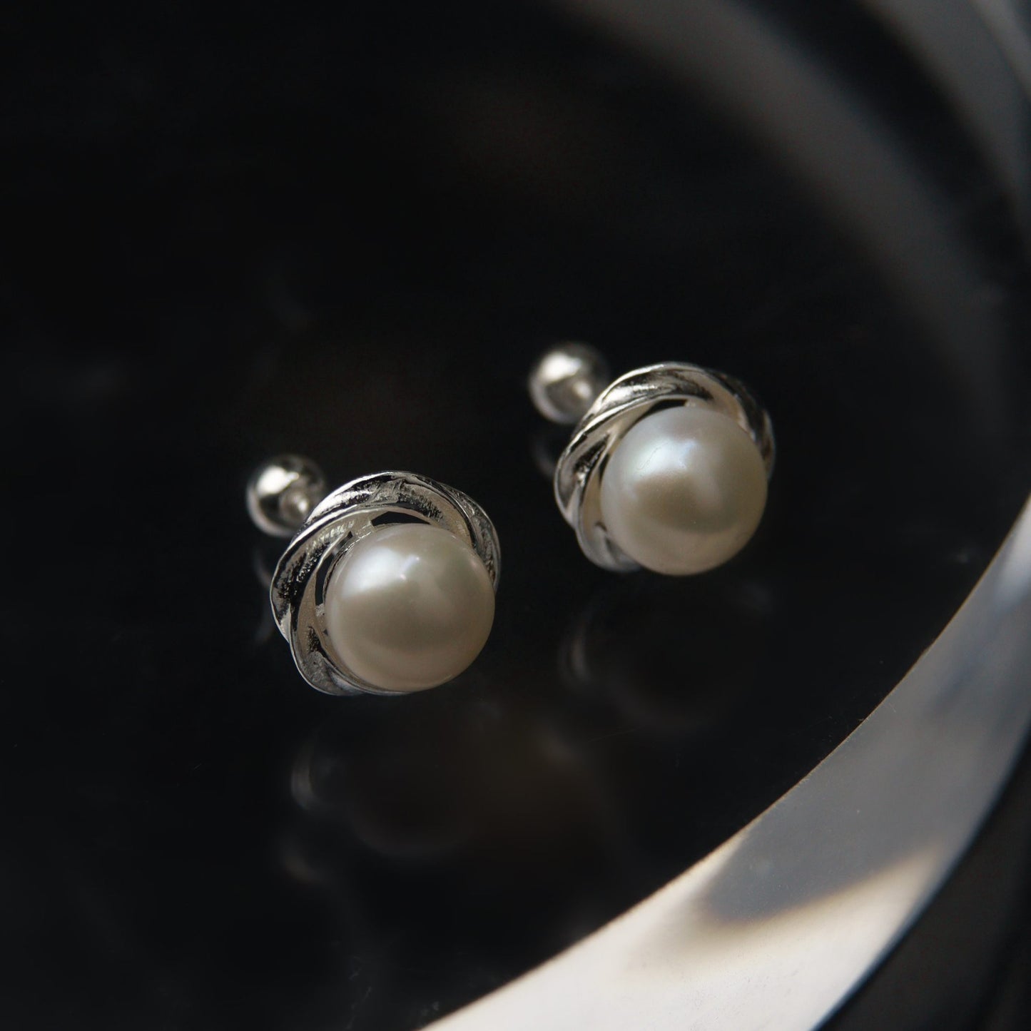 COREA S925 Silver Synthetic Pearl Stud Earrings Women's