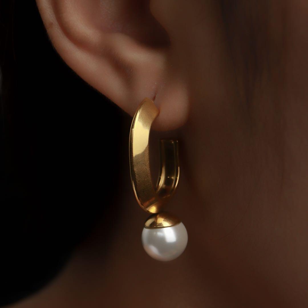 ALEGRIA Synthetic Pearl Big J Drop Earrings For Women's