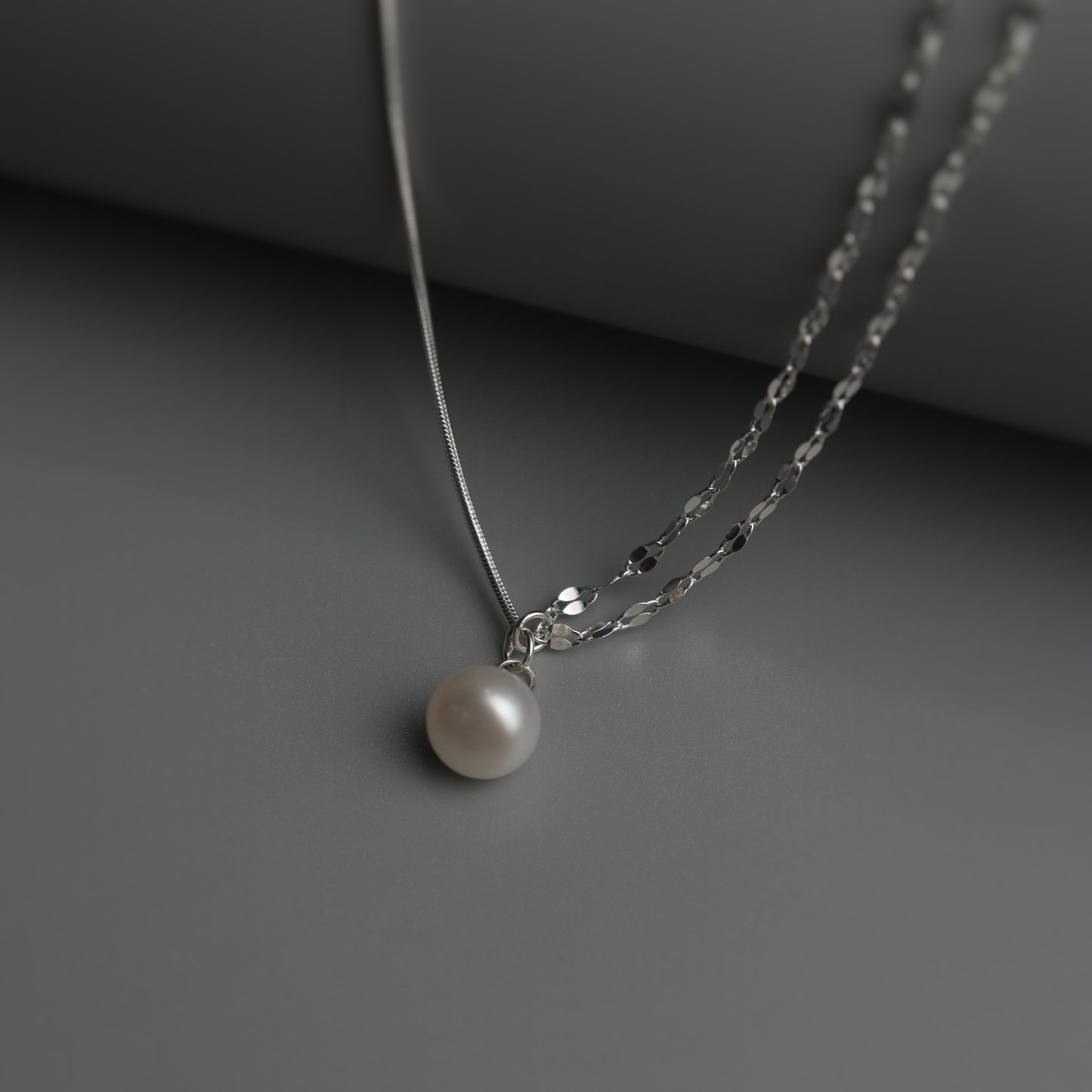 SORSHA S925 Silver Fresh Water Pearl Pendant Triple Dancing Necklace