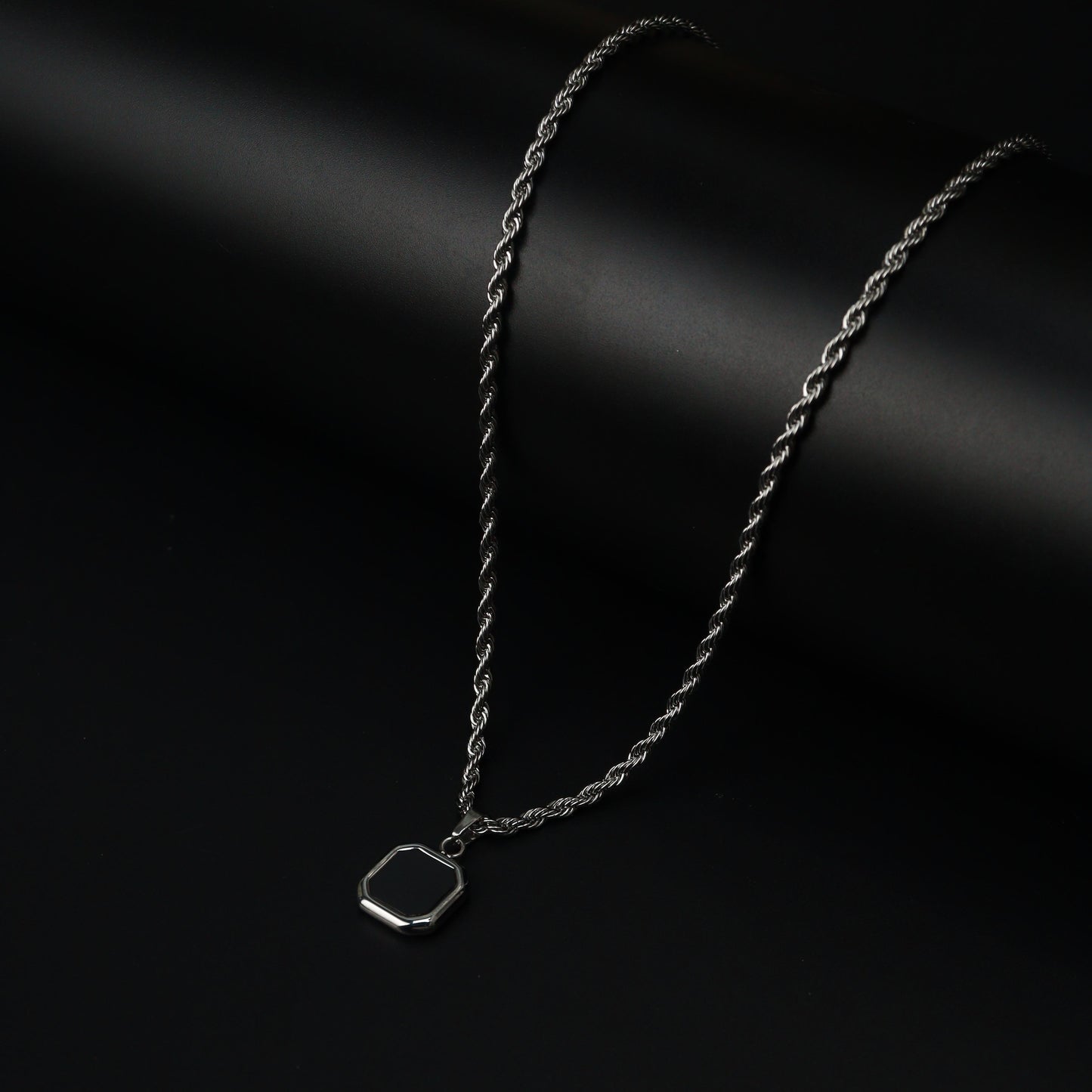 Men Jewelry FRYZER Black Square Silver Types Chain Necklace For Men's
