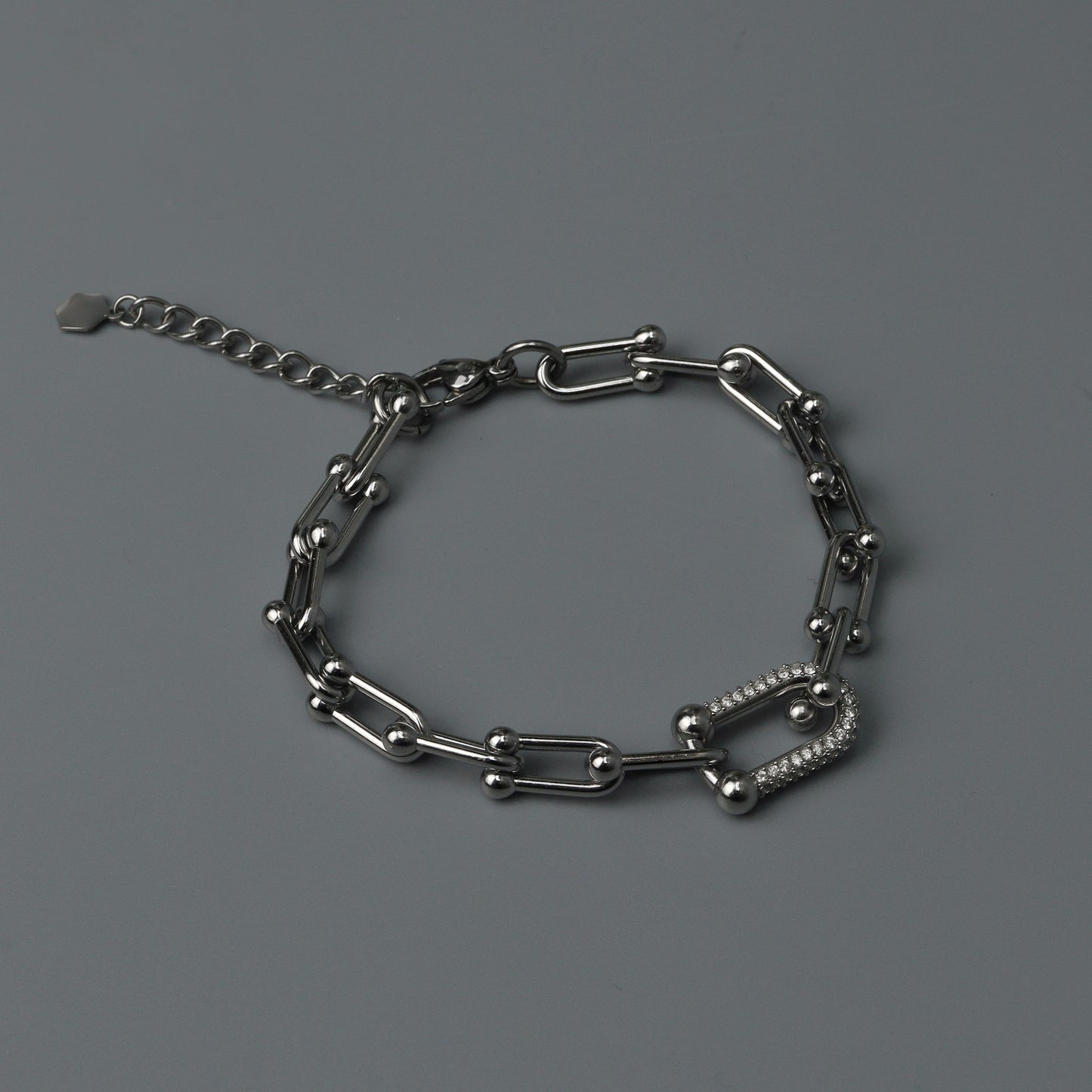 Silver BENICE Centered U Full Embedded Hollow Buckle Bracelet Fashion For Women