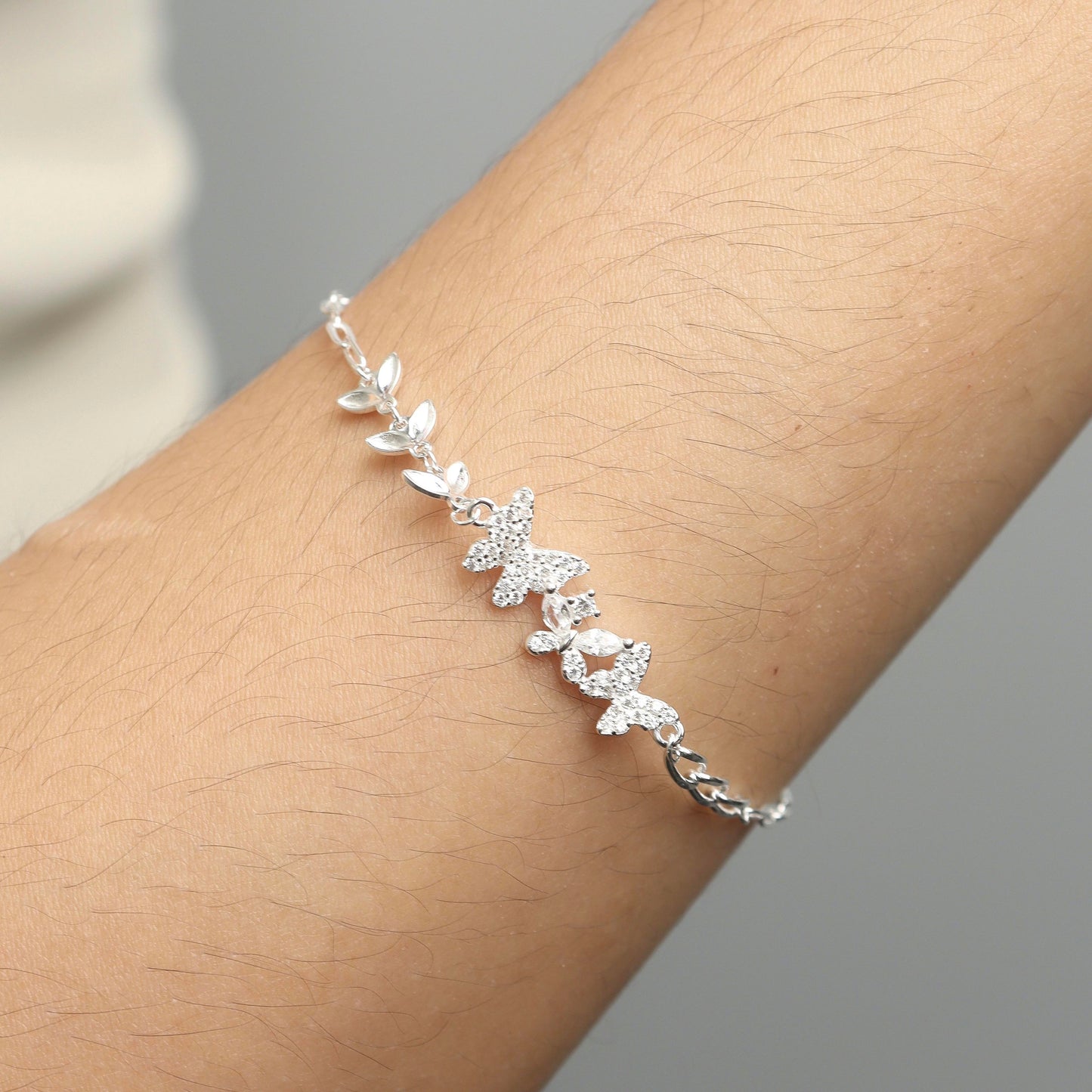CHRYSALIS S925 Silver Shiny Butterflies for Women Bracelet