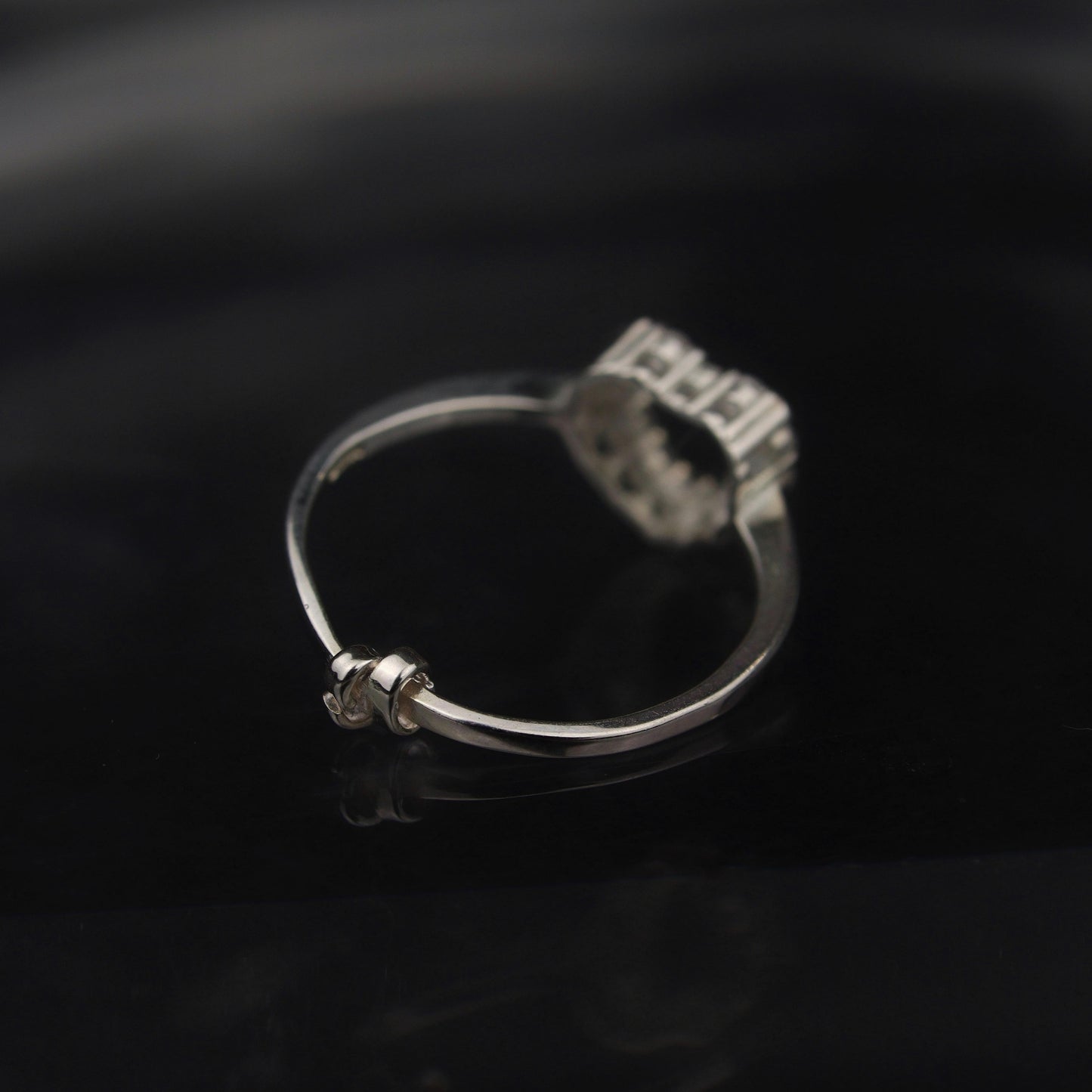 TILLIE S925 Silver Hollow Heart Adjustable Ring for Women