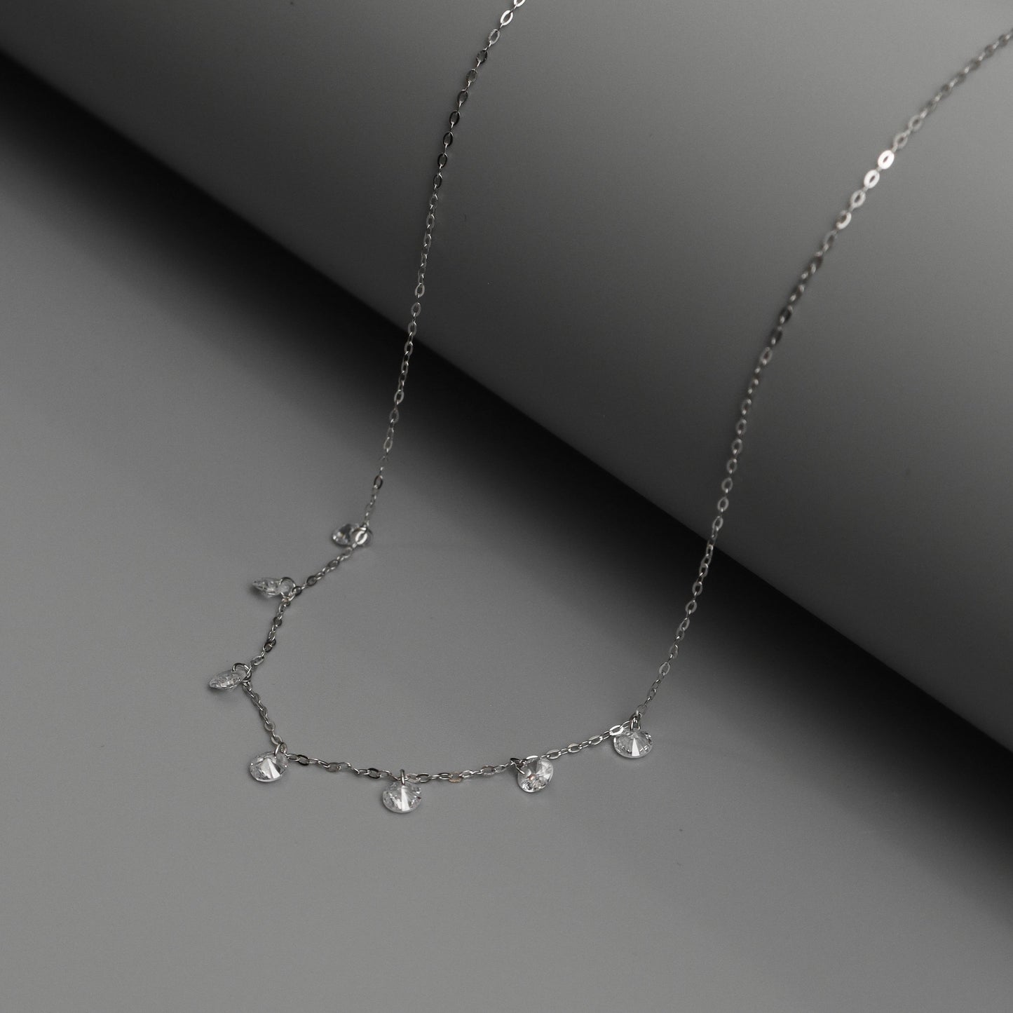 DRISELE S925 Silver Little Stars Dangling Pendant Chain Necklace for Women