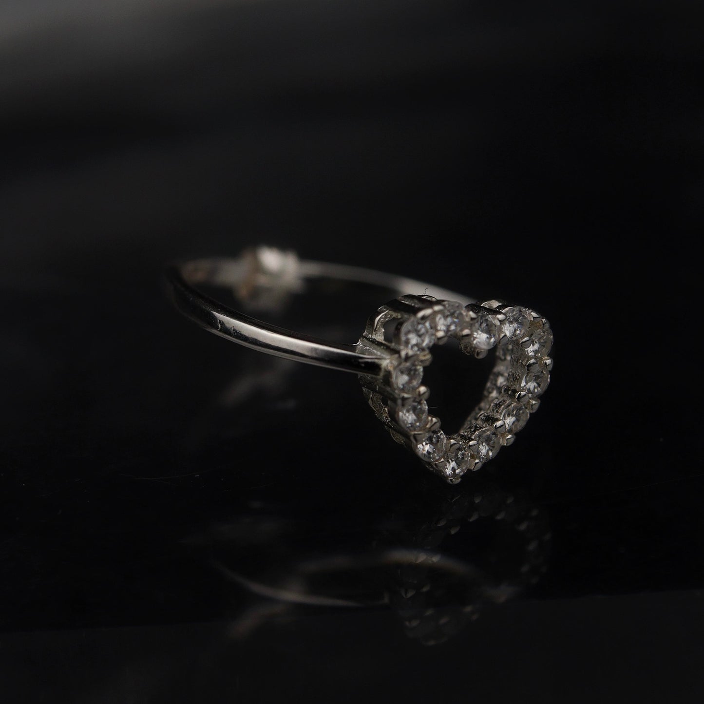 TILLIE S925 Silver Hollow Heart Adjustable Ring for Women