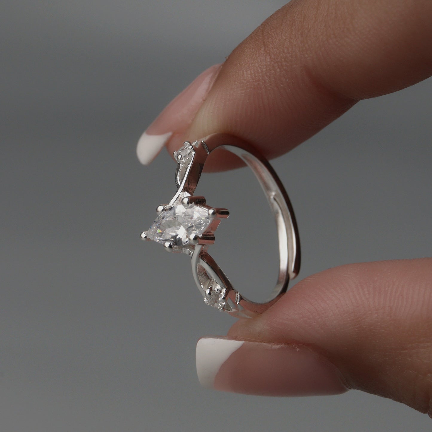 S925 Silver Embedded Adjustable Ring