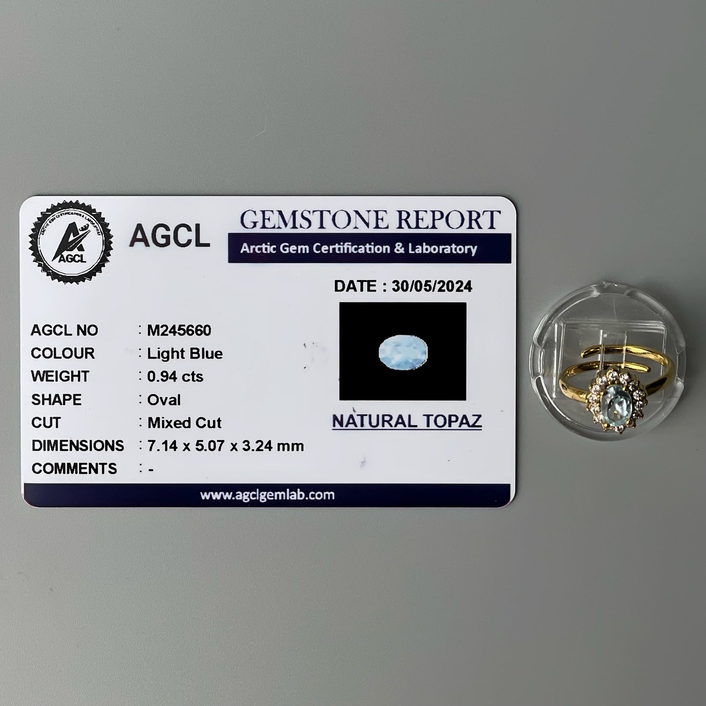 Topaz GEMSTONE Pawnable Adjustable Ring Women's Accessories with AGCL Certification