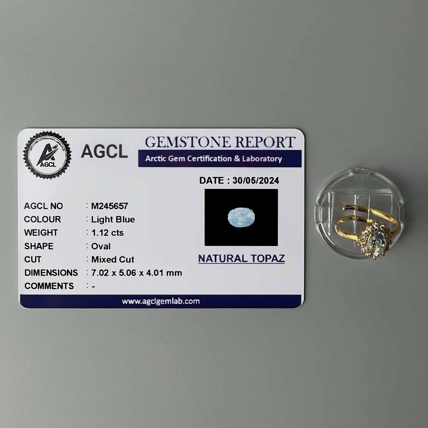 Topaz GEMSTONE Pawnable Adjustable Ring Women's Accessories with AGCL Certification