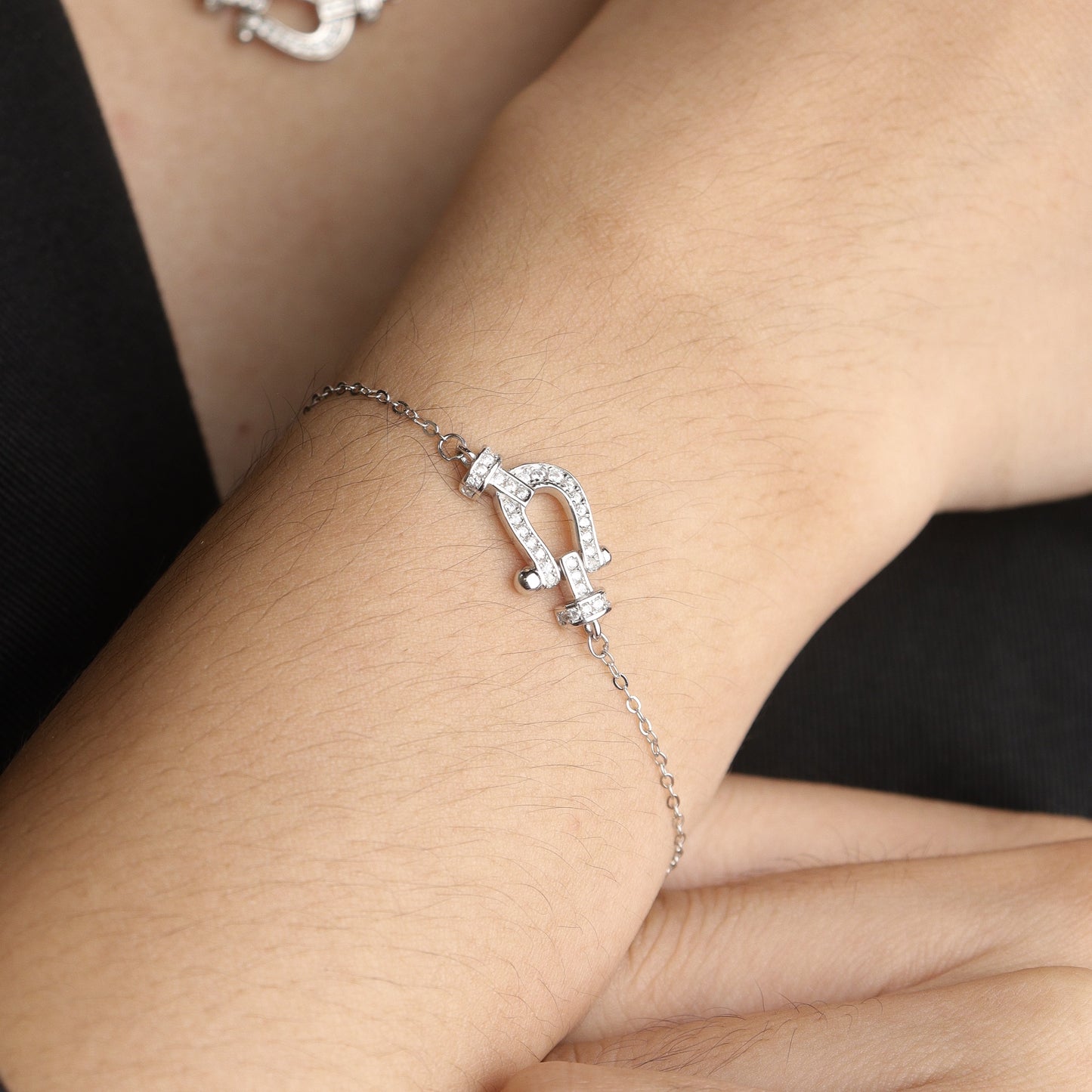 S925 Silver Anchor D-Shackles Sets of Pendant Chain Necklace, Bracelet, And Adjustable Ring