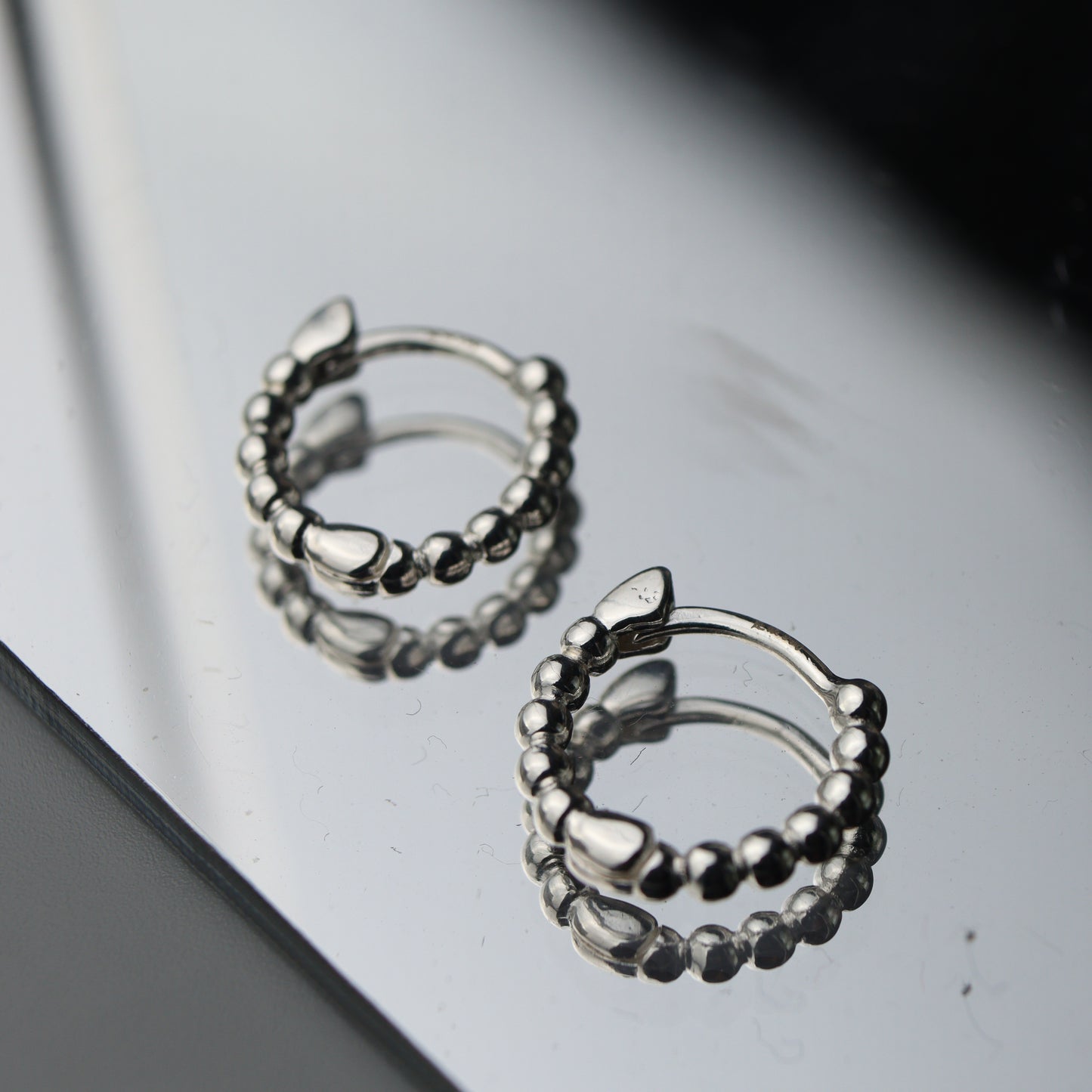 CALEB S925 Silver Beaded Dot Clip Earrings