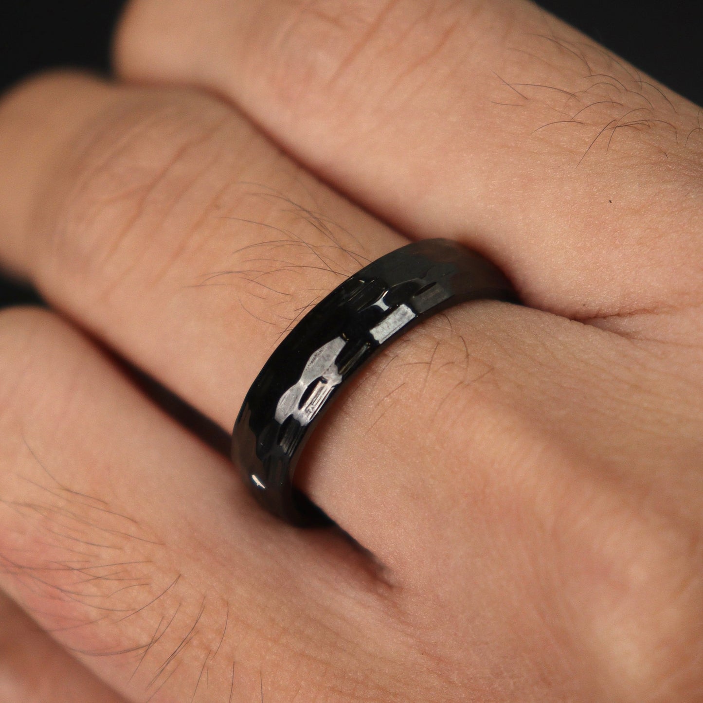 Men Jewelry NICKO Matte Black Diamond Cut Face Ring Fashion For Men's