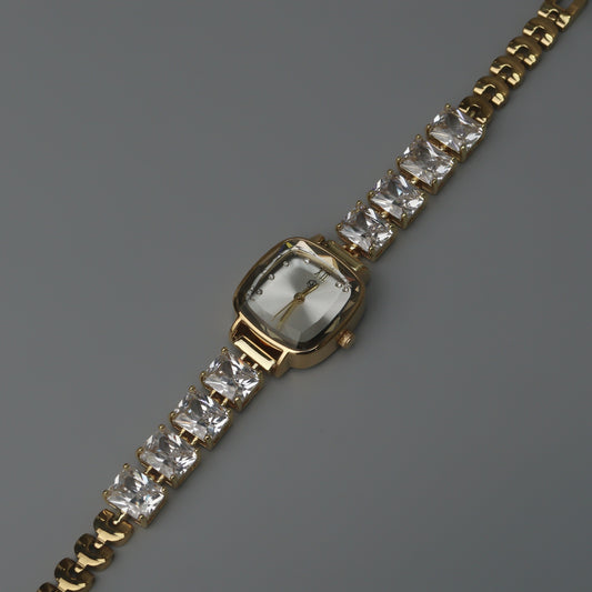 VALENCIA Square Case Fashion Quartz Thin Crystal Glass Band Strap Watches