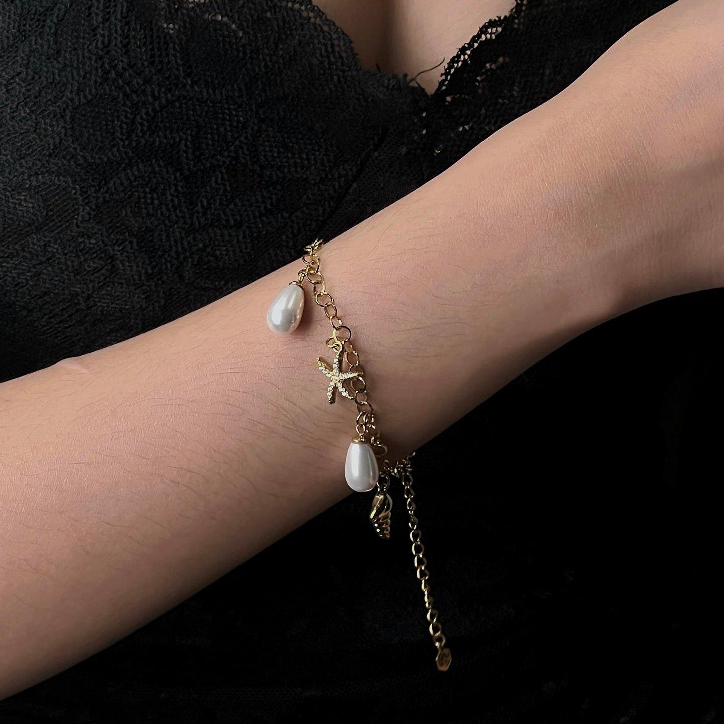 CAMAYA Gld/Silver Synthetic Pearl Summer Bracelet for Women