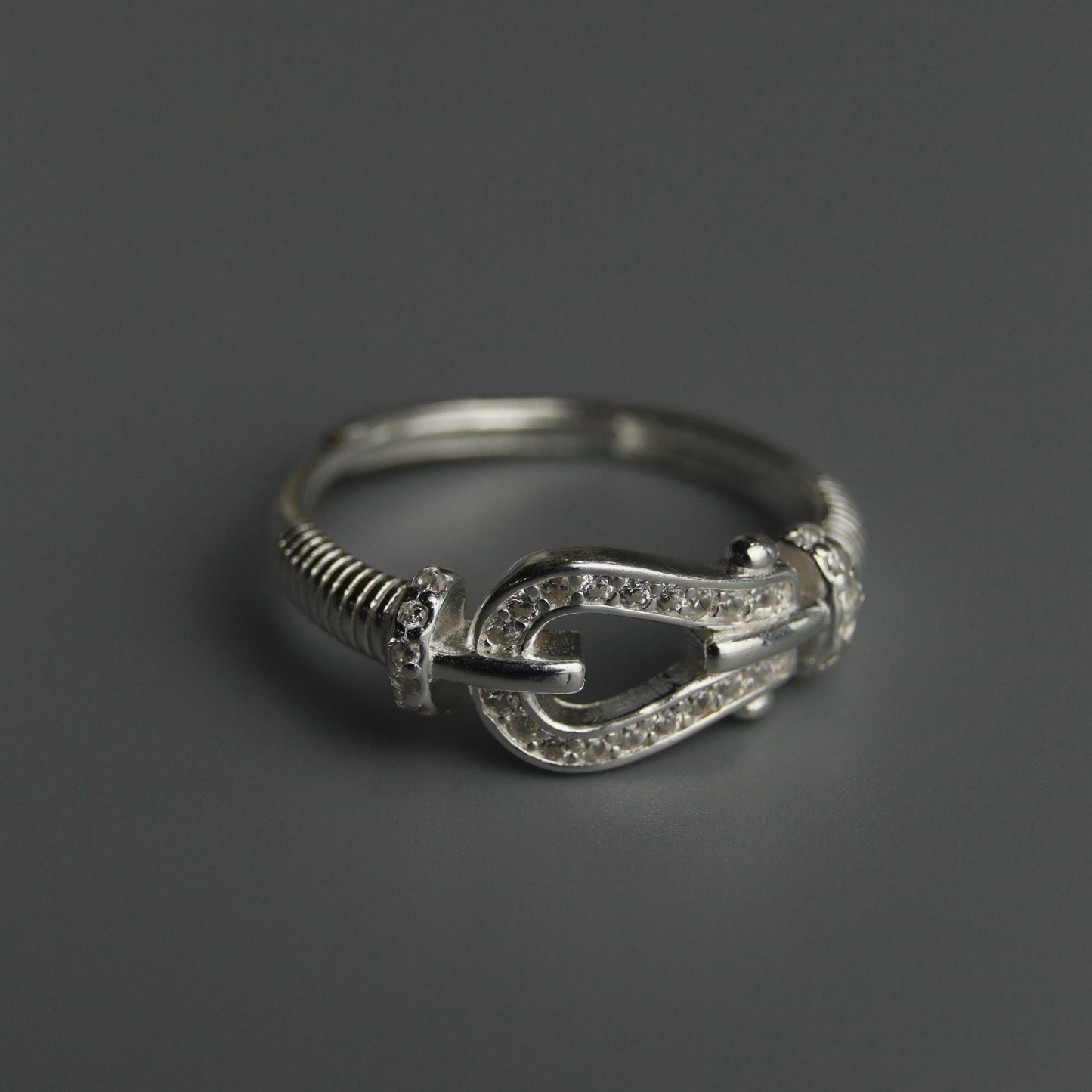 SARINA S925 Silver Anchor D-Shackles Adjustable Ring