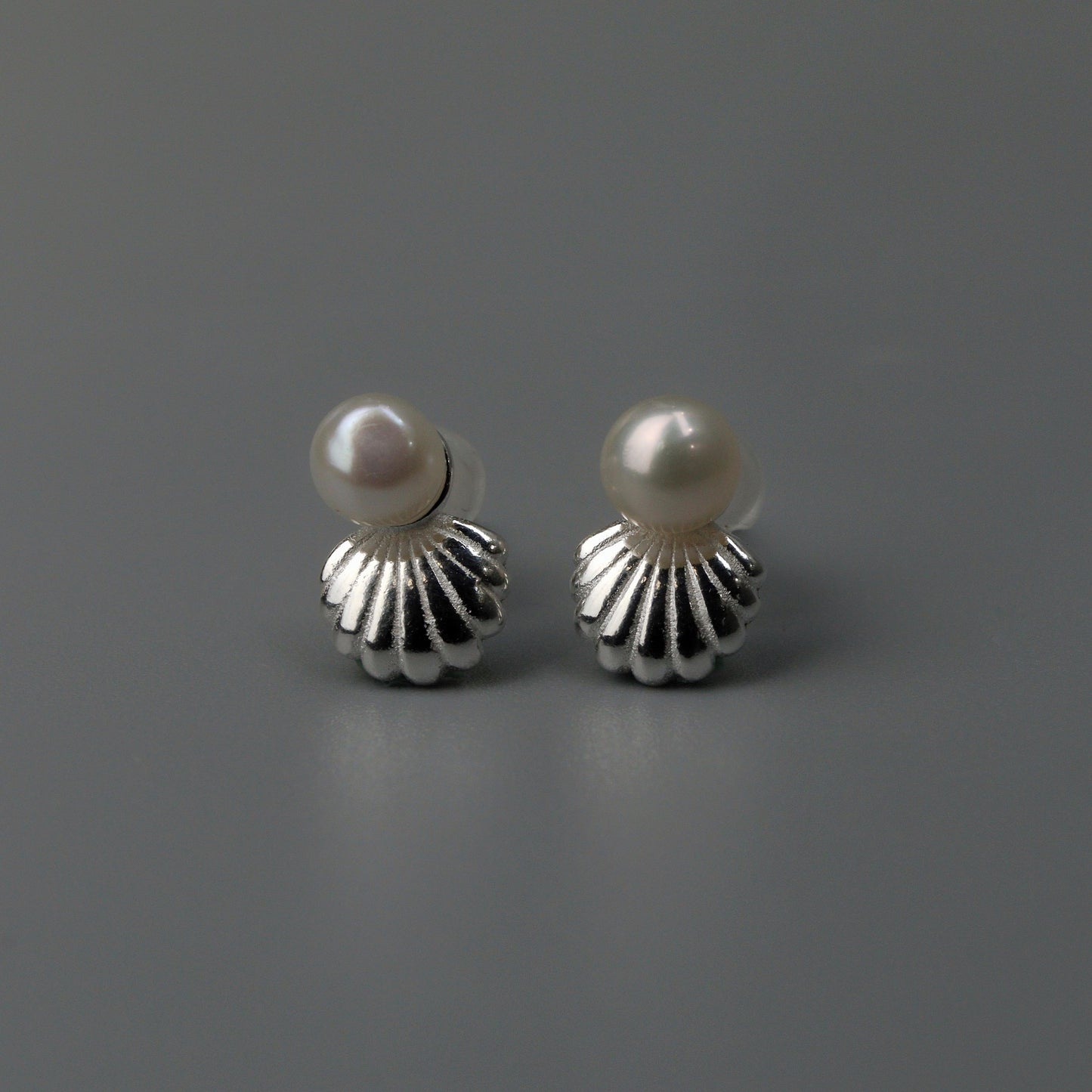 PEBBLE S925 Silver Clamp Pearl Stud Earrings Women's