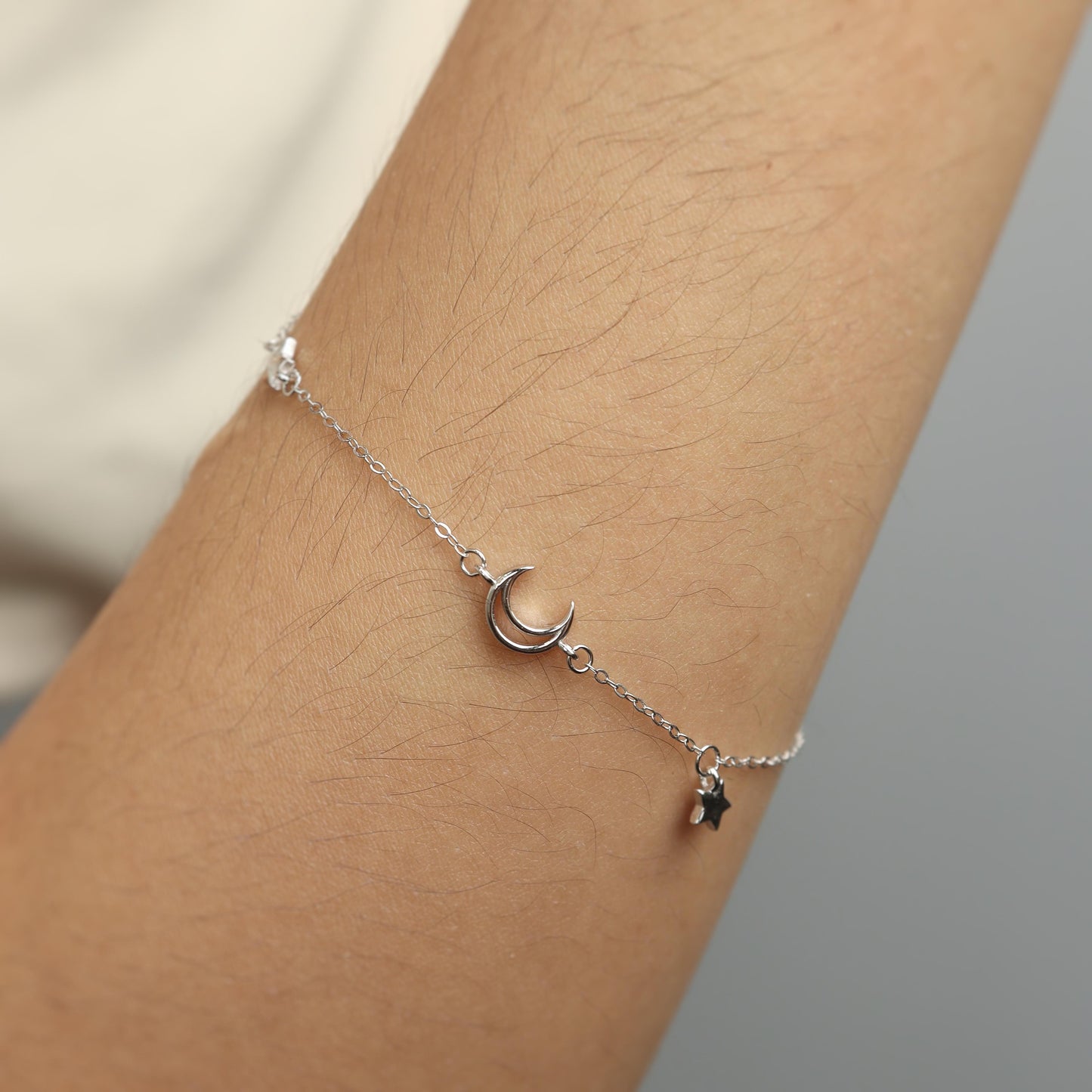 ASTRA S925 Silver Hollow Crescent Moon for Women Bracelet